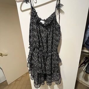 Misa Los Angeles Black and White Polka Dot Mini Dress